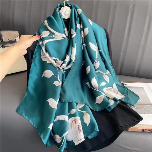 100% Large Silk Feeling Scarf -Women's Fashion Long Satin Neck Scarf - Picture 1 of 7